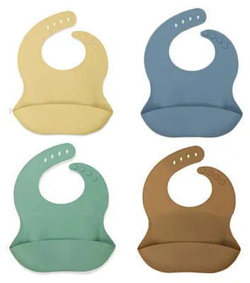 Produktbild von Set aus 4 Wasserdichten Silikon-Lätzchen für Babys und Kleinkinder