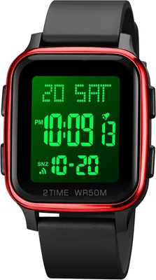 Produktbild von Digitale LED Armbanduhr Herren Damen mit Großen Zahlen, 50M Wasserdicht, Dualzeit, Stoppuhr, Rechteckige Sportuhr Uni
