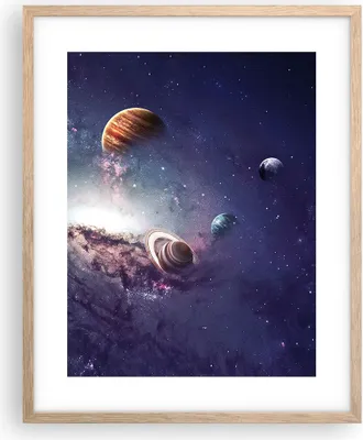 Produktbild von Gerahmtes Poster - Rahmen in heller Eiche - Kosmos Planeten die Sterne - 40x50 cm - Wand Bild - Wanddeko - Wandbilder - Kunstposter - Wandposter - Bilderrahmen - Bilder - Kunstdruck - P2NPA40x50-4851