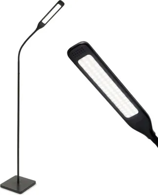 Produktbild von Auronic Stehlampe - LED Stehleuchte - Standlampe Wohnzimmer Büro - Lampe Schlafzimmer - Leselampe Dimmbar - H 150cm - Schwarz