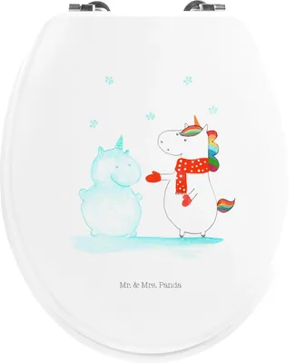 Produktbild von Mr. & Mrs. Panda Toilettendeckel Einhorn Schneemann - Weiß - Geschenk, Schnee, Unicorn, Klo-Deckel, Weihnachten, Winter, Kuchen, klo deckel, Klobrille, WC Sitz, Brille