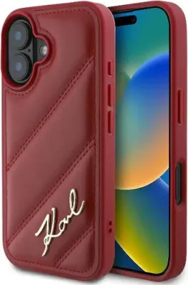 Produktbild von Karl Lagerfeld KLHCP16SPQDSMGR iPhone 16 6.1" rot hardcase Quilted Signature Schutzhülle
