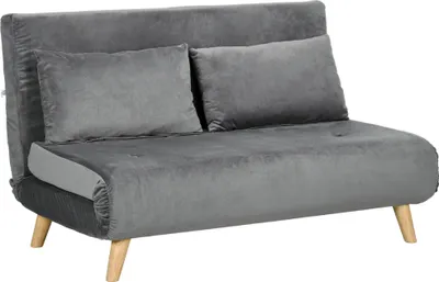 Produktbild von HOMCOM Schlafsofa 2-Sitzer Sofa mit Bettfunktion, Klappsofa mit Kissen, Grau