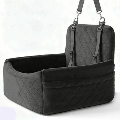 Image de Siège auto pour chien - Siège pour chien pour voiture - Pour voyager en toute sécurité - Coussin moelleux - Largeur : 47 cm - Noir