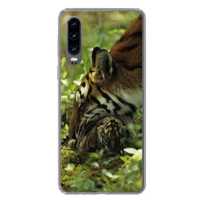 Produktbild von MuchoWow® Handyhülle Schutzhülle Hülle für Huawei P30 Tiger - Pflanzen - Jungtier Silikon Softcase Handy Hülle - Kartenbesitzer