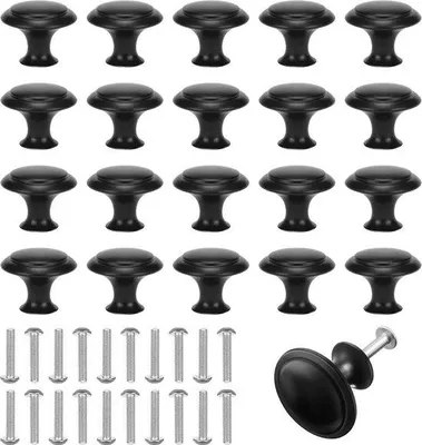 Zdjęcie produktu dla 20 gałek meblowych, gałek do szafek, gałek do szuflad z 20 śrubami mocującymi, gałki do szuflad 27 mm do szafek, komód, szafek na buty, szuflad i garderób