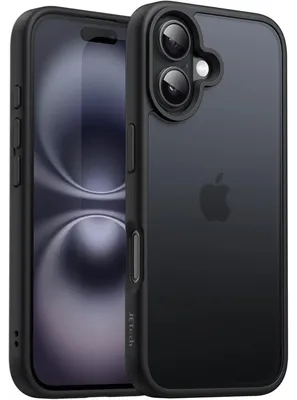 Immagine prodotto di Custodia protettiva per iPhone 16 da 6,1 pollici, opaca e traslucida, resistente agli urti, anti-impronte, colore nero