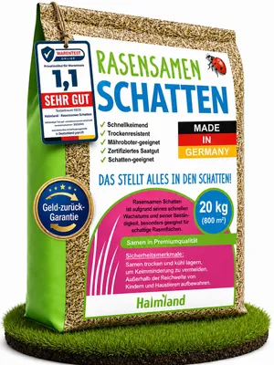 Produktbild von halmland Premium Schattenrasen Samen schnellkeimend 20kg = 800m²