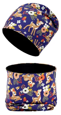 Produktbild von Kinder Beanie Mütze Schal Set Baumwolle Jersey Herbst Frühling Winter Junge Mädchen 3-8 Jahre