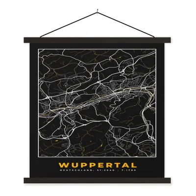 Produktbild von MuchoWow® Textilposter Stadtplan - Deutschland - Gold - Wuppertal - Karte 40x40 cm mit schwarzem Rahmen - Fotos
