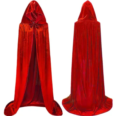 Imagen del producto de Abrigo de terciopelo rojo con capucha para niños, ideal para fiestas