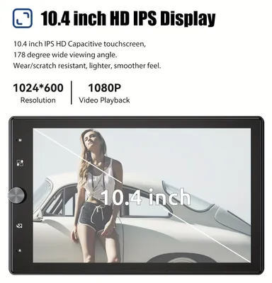 Obrázek produktu pro Autorádio - Auto rádio - Multimediální přehrávač - 1DIN přijímač - Autorádio - 10,4palcový dotykový displej IPS