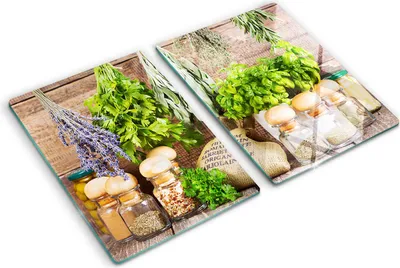 Obrázok produktu pre Sklenená ochranná doska – Kryt varnej dosky – Kryt na indukčnú dosku – 2x40x52 cm – Rýchle čistenie – Tvrdené sklo – Bylinná šnúrka