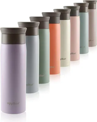 Produktbild von Hygiänische Reisebecher, 350 ml, 500 ml, pastelpaars, lekvrij, roestvrijstalen, 360 Grad-Drinköffnung