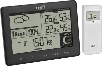 Produktbild von TFA-Dostmann Elements, Schwarz, Innen-Hygrometer, Innen-Thermometer, Außen-Barometer, Außen-Hygrometer, Außen-Thermometer, Barometer, Hygrometer, Thermometer, Kunststoff, -10 - 50 °C, -14 - 122 °F