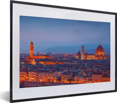 Produktbild von MuchoWow® MuchoWow® Gerahmtes Poster Florenz - Stadt - Sonne 40x30 cm - Poster mit zchwarzem Bilderrahmen - Bilderrahmen - Poster im Rahmen