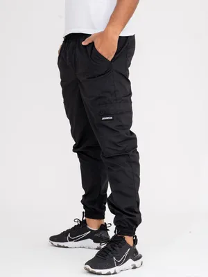 Produktbild von Cargohose Schwarz Jigga Wear Stripe Ripstop Cargo Stoff Jogger Hose mit Pullstring Bund XXL