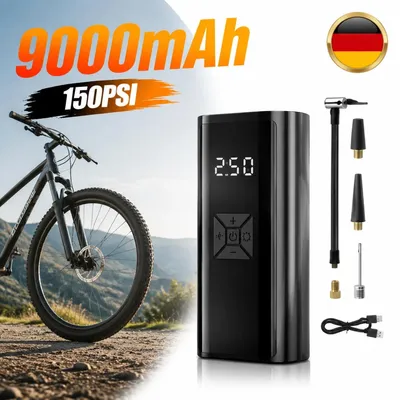 Produktbild von LCD Display Elektrische Luftpumpe 9000mAh 150PSI Kabellos Auto KFZ Motorrad Akku