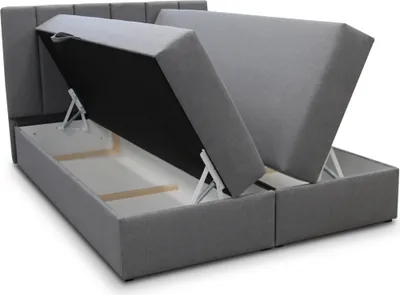Produktbild von Boxspringbett Star mit Topper, Bonell-Matratze und 2 Bettkästen, Doppelbett, Polsterbett, Bett (Dunkelgrau (Kronos 22), 160 x 200 cm)