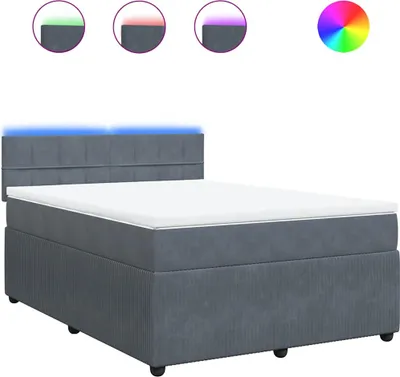 Produktbild von vidaXL Boxspringbett mit Matratze Dunkelgrau 140x190 cm Samt