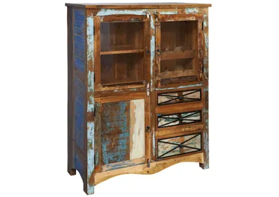 Immagine prodotto di MASSIVMOEBEL24 | Credenza in legno riciclato 106x45x136 laccato multicolore NATURE OF SPIRIT #113