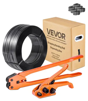 Obrázok produktu pre VEVOR 6-dielna sada na viazanie s viazacou páskou, ručné viazacie zariadenie s 610 m PET páskou, 600 kovovými sponami, 200 ochrannými rohovníkmi, perfektné vybavenie dielne na balenie, prepravu a skladovanie