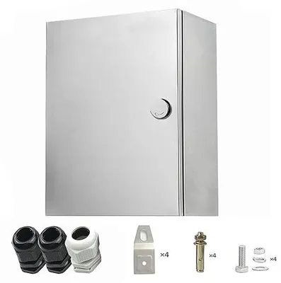 Produktbild von Edelstahl Wasserdichter Schaltschrank Innen/Außenwandmontierter Anschlusskasten Rostfreier Technikkasten mit Schloss 40x30x16cm Eingebaute Isoliermontageplatte,Schaltkasten für Innenräume