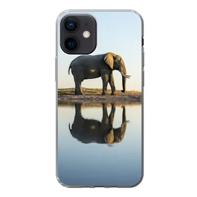 Produktbild von MuchoWow® Handyhülle Schutzhülle Hülle für iPhone 12 Elefant - Wasser - Bäume - Tiere - Natur Silikon Softcase Handy Hülle - Schutzhülle