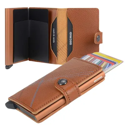 Produktbild von Secrid Miniwallet Stitch Linea Leder Kartenetui Minibörse Wallet RFID caramello