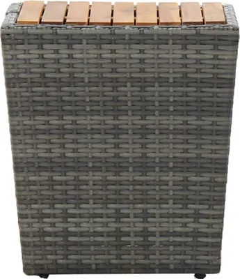 Obrázok produktu pre vidaXL Bočný stolík sivý 41,5 × 41,5 × 43 cm Polyratan a masívne drevo