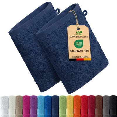 Produktbild von 2er-Set ARIZONA Handtuch-Serie von AR Line – 100% Baumwolle, 500 g/m², 2er-Set Waschhandschuhe 15x21 cm, Farbe: Dunkelblau