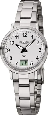 Produktbild von Regent Metall Damen Uhr FR-260 Analog-Digital Armbanduhr silber Funkuhr D2URFR260