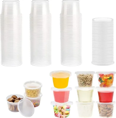 Produktbild von 50er Set transparente Aufbewahrungsdosen mit Deckel 4OZ - Auslaufsicher & Mikrowellengeeignet