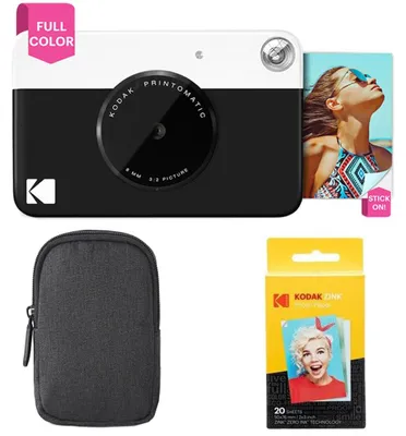 Immagine prodotto di Kodak Printomatic, fotocamera istantanea (nera), confezione base + carta Zink (20 fogli)