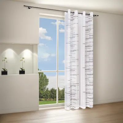 Produktbild von Gerster Ösenschal Scherli Balken B = 140 x H =245 cmHalbtransparent We Striche anthrazit