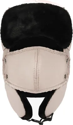 Produktbild von Uni-Wintermütze für Soldaten, schwarze Jagdmütze mit Ohrenklappen, Kinnriemen und winddichter Maske