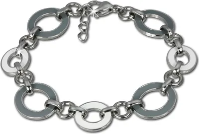 Produktbild von Amello Armband Damen Oval Edelstahl grau weiß Schmuck D2ESAG01K