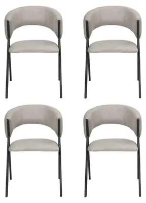 Produktbild von Esszimmer Textil Gruppe Set 4x Sessel Stuhl Design Stoff Polster Stühle