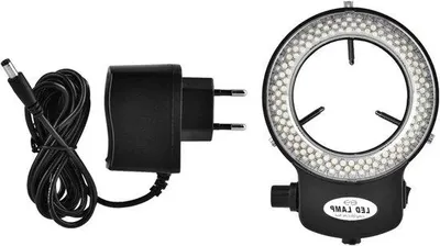 Image de Lampe de laboratoire pour microscope avec boîtier en plastique, noire, 220 V, avec adaptateur