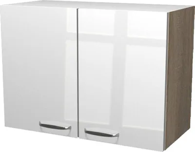 A wall-mounted kitchen cabinet with two doors.