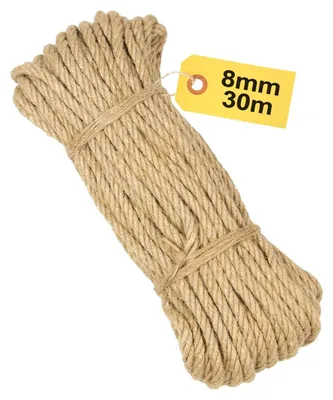 Productafbeelding van Jutes touw, 8 mm - Sterk touw voor tuinieren/DIY-projecten - Verpakt in een cadeauverpakking - Geschikt voor woondecoratie - Gemaakt van natuurlijk materiaal - Duurzaam product