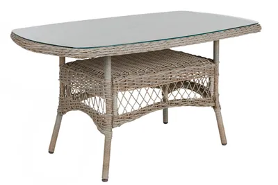 Produktbild von Brafab Kamomill Gartenesstisch Geflecht/Glas Beige 135x80 cm