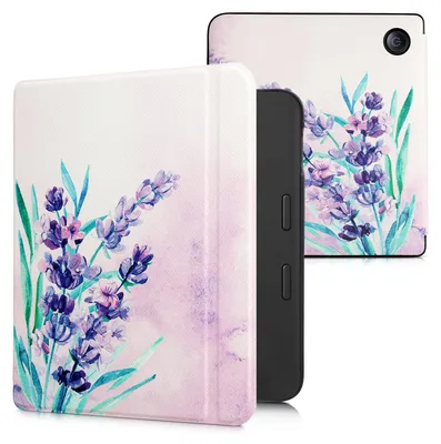 Produktbild von kwmobile Schutzhülle für Kobo Libra 2 Hülle - eReader Flip Case mit Auto Sleep Funktion - Lavendel mit Violett Türkis Violett