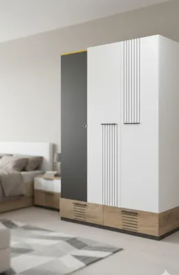 Produktbild von Eleganter Kleiderschrank für Ihr Schlafzimmer in Weiß und Grau