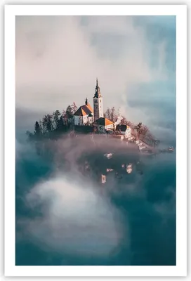 Produktbild von Poster - Poster ohne Rahmen - Alpen Bled Kirche - 61x91,5 cm - Wand Bild - Wanddeko - Wandbilder - Kunstposter - Wandposter - Bilder - Kunstdruck - Wanddekoration - Wandbild - P2XPA61x91-4130