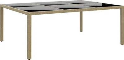 Produktbild von Gartentisch 200x150x75 cm Hartglas und Poly Rattan Beige