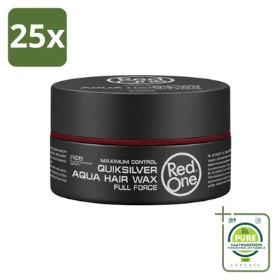 Image de 25 pots de cire coiffante Aqua Quicksilver de Red One - Fixation forte et brillance - 150 ml - Lot de 25 pièces