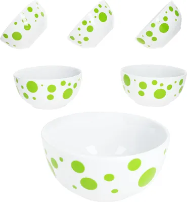 Zdjęcie produktu dla Pula zielona 6x miska na płatki Ø14cm 400ml porcelana 6 os. miska deserowa kropki