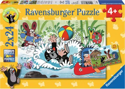 Produktbild von 2 x 24 Teile Ravensburger Kinder Puzzle Der Maulwurf Urlaub mit Maulwurf 08863