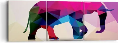 Produktbild von Bild auf Leinwand - Leinwandbild - Elefanten Illustration Bunt - 90x30cm - Wand Bild - Wanddeko - Leinwanddruck - Bilder - Kunstdruck - Wanddekoration - Leinwand bilder - Wandkunst - CA90x30-2807